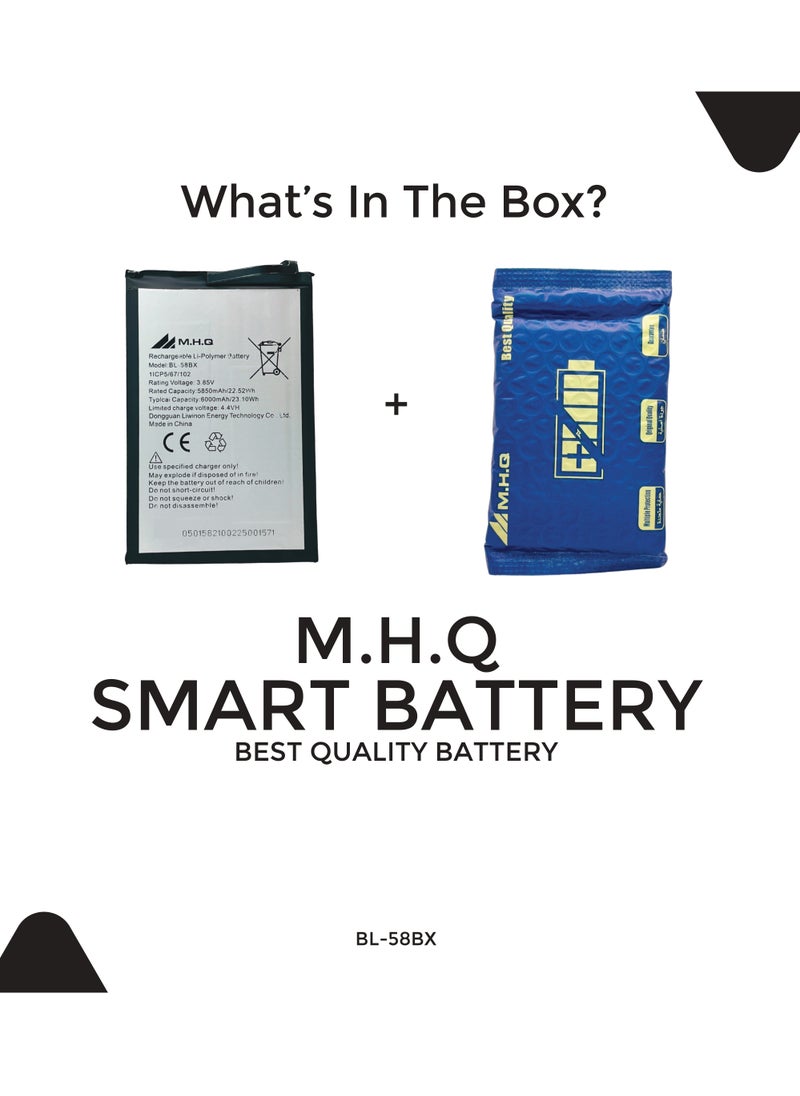 M.H.Q - Mobile Battery Compatible with Infinix Hot 10S / Hot 10 Play/Smart 4 Plus/Hot 9 / Hot 9 Play / X650C BL-58BX 6000mAh - Image 1