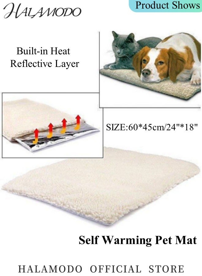 HALAMODO Bolster Fleece Pet Bed for Dog And Cats Ultra Soft Dog Cat Bed Mat Self Warming Cat Bed Self Heating Cat Mat Thermal Pet Bed Mat, 24"x18" - Image 4
