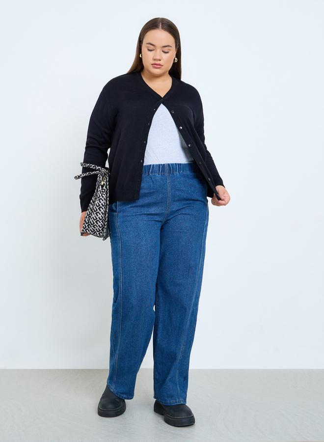 Styli Plus Size Black Knit Cardigan - Image 2