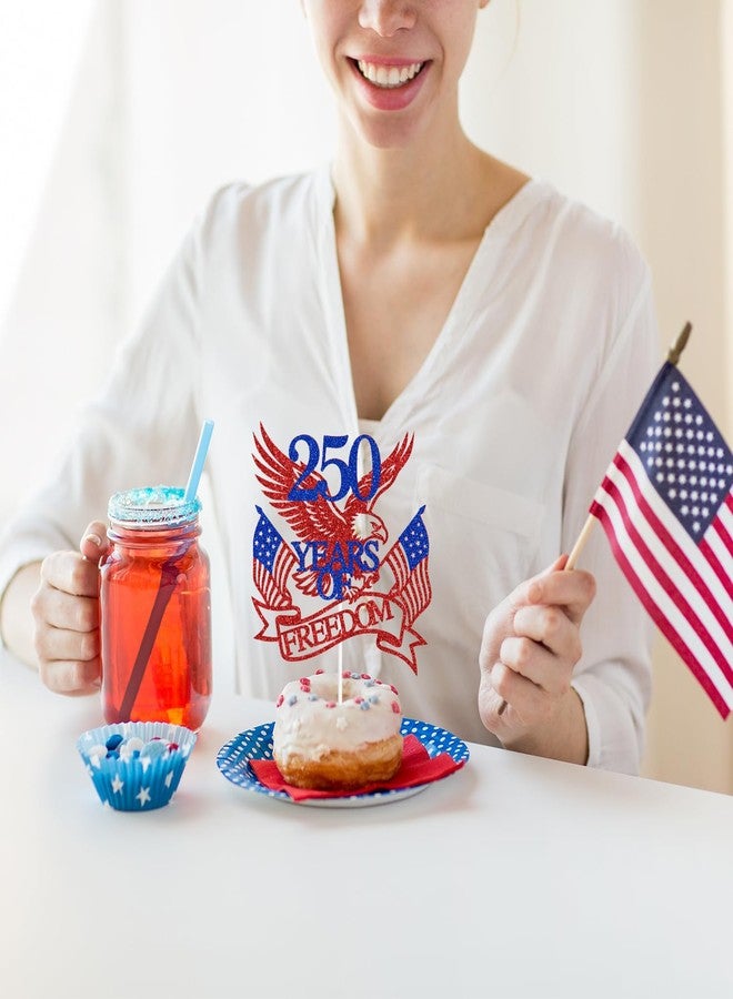 ZACHAKO Red Glitter 250 Years of Freedom Cake Topper, We the People 250 Years/Party Like It's 1776, 4th of July Day Independence Day Party Decorations Supplies - Image 4