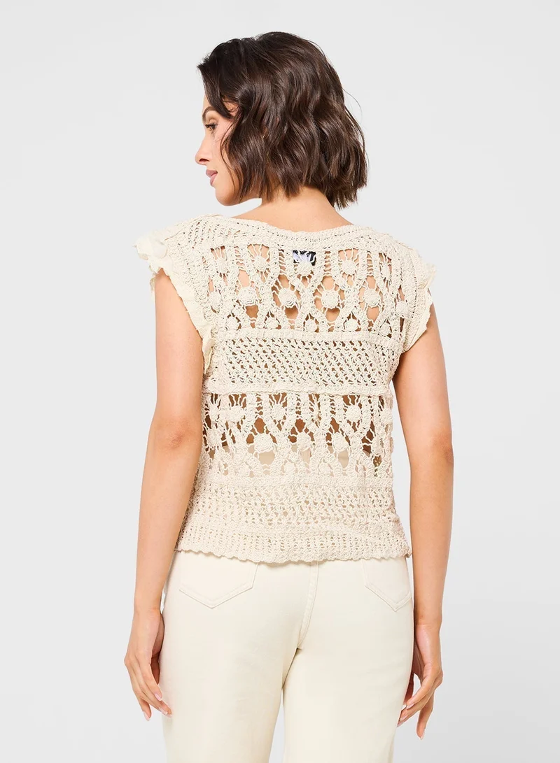 Ginger Crochet Button Down Top