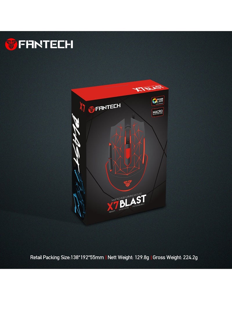 Generic FANTECH BLAST X7 RGB Gaming Mouse - 16.8 Million Colors - 4800 DPI Optical Sensor - 6 Programmable Buttons - RGB Backlight - Black Color.  - Image 3