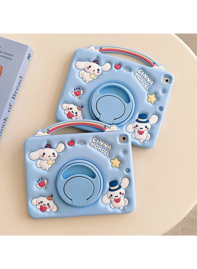 عام غطاء سيليكون كارتوني متوافق مع iPad الجيل 7/8/9 10.2 بوصة (2018/2019/2020) - حامل دوار 360° مع حبل عنق، حماية كاملة من السقوط - Image 2