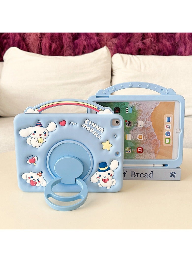 عام غطاء سيليكون كارتوني متوافق مع iPad الجيل 7/8/9 10.2 بوصة (2018/2019/2020) - حامل دوار 360° مع حبل عنق، حماية كاملة من السقوط - Image 3