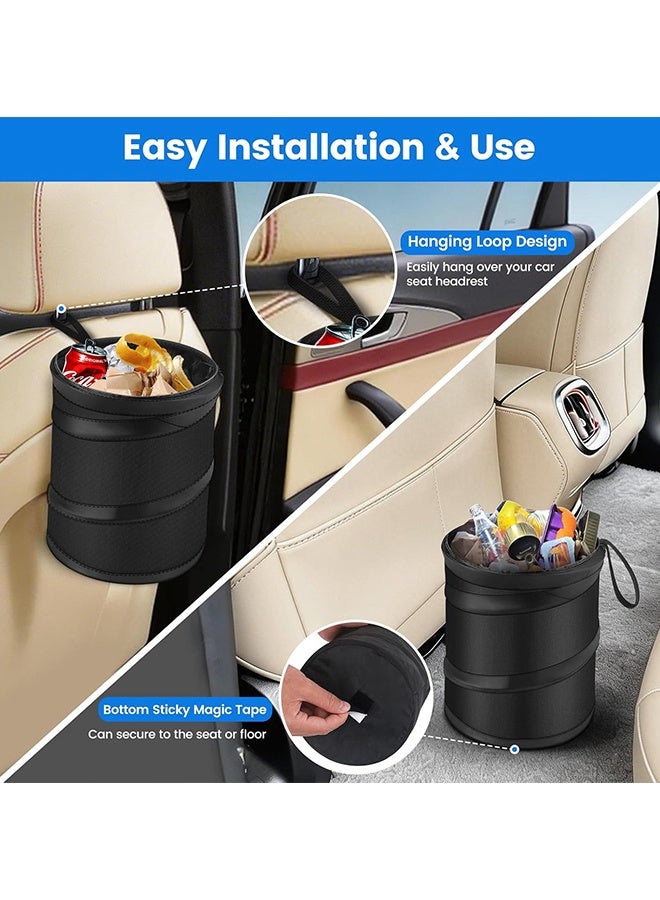 Wffo 2 Pack Mini Trash Can for Car, Leakproof Pop-Up Car Trash Can with Hanging Loop, Washable Small Garbage Can Hanging Automotive Garbage Cans Trash Bin for Truck Auto SUV Vehicle RV Camping, Black - Image 4