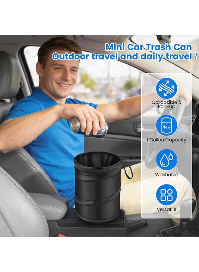 Wffo 2 Pack Mini Trash Can for Car, Leakproof Pop-Up Car Trash Can with Hanging Loop, Washable Small Garbage Can Hanging Automotive Garbage Cans Trash Bin for Truck Auto SUV Vehicle RV Camping, Black - Image 5