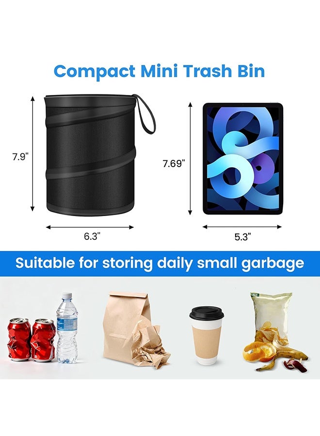 Wffo 2 Pack Mini Trash Can for Car, Leakproof Pop-Up Car Trash Can with Hanging Loop, Washable Small Garbage Can Hanging Automotive Garbage Cans Trash Bin for Truck Auto SUV Vehicle RV Camping, Black - Image 2