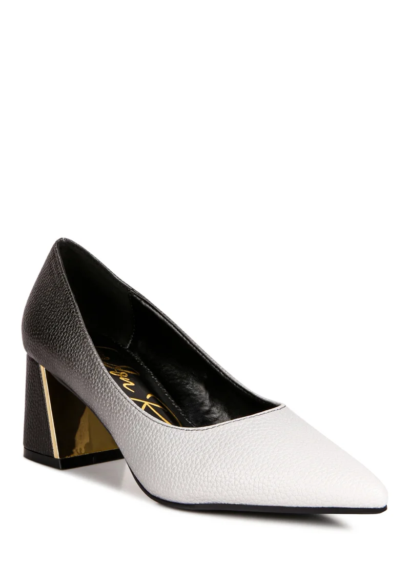 London Rag Black & Grey Metallic Accent Block Heel Pumps