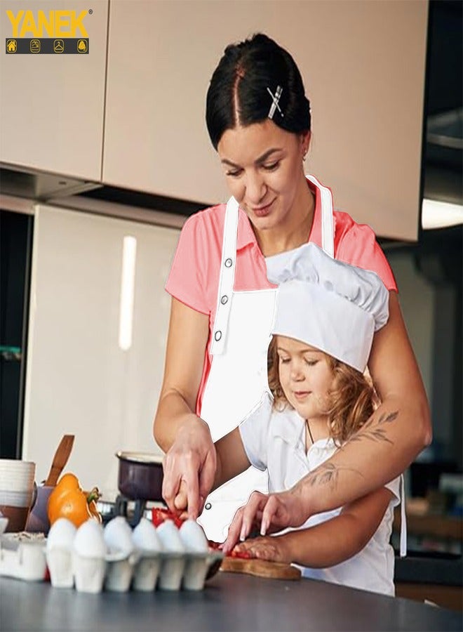 يانيك مريلة مطبخ من YANEK مكونة من قطعتين للنساء والرجال، مريلة قماش مقاومة للماء وقابلة للتعديل للجنسين مع جيوب للمنزل والمطاعم والمقهى، باللون الأبيض - Image 2