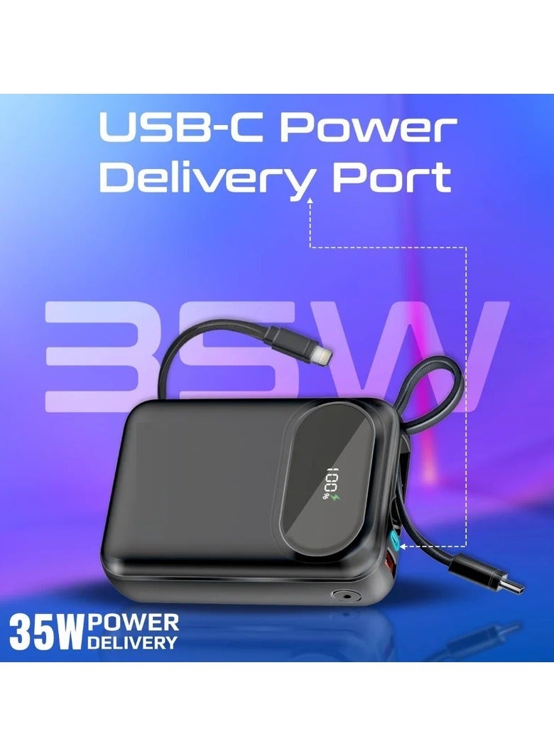 Raxoom Ultra Compact 35W SuperSpeed™ Power Bank with Built-In USB-C & Lightning Cable - Image 2