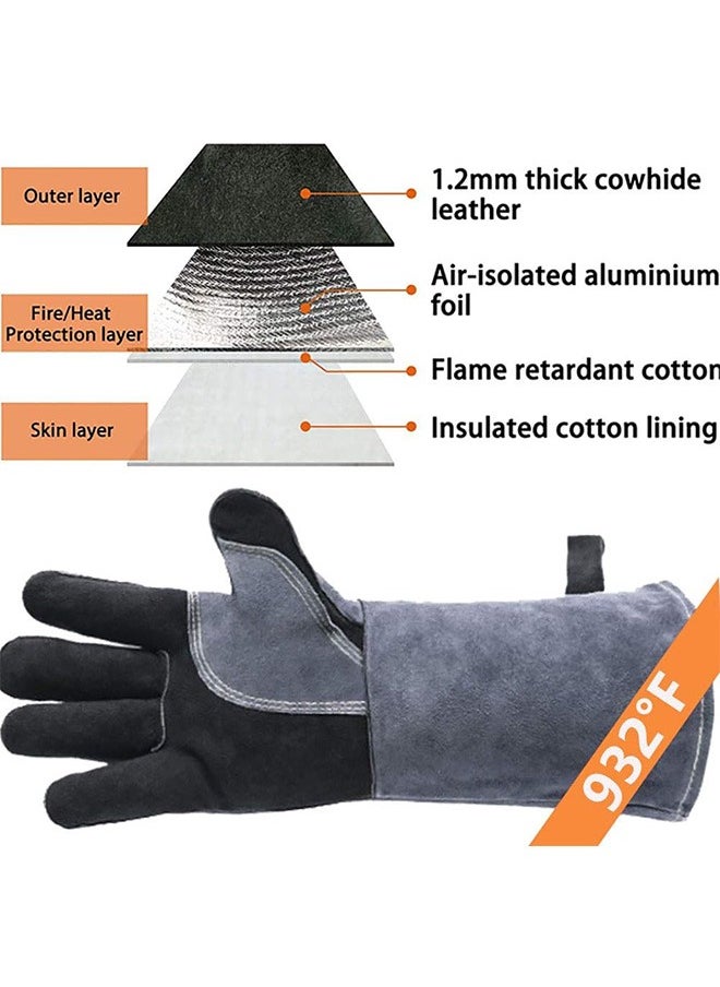 Garlo 16 Inches,932℉,Leather Forge Welding Gloves, with Kevlar Stitching Heat/Fire Resistant,Mitts for BBQ,Oven,Grill,Fireplace,Tig,Mig,Baking,Furnace,Stove,Pot Holder,Animal Handling Glove.  - Image 3