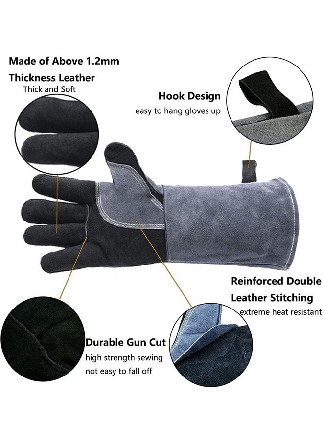 Garlo 16 Inches,932℉,Leather Forge Welding Gloves, with Kevlar Stitching Heat/Fire Resistant,Mitts for BBQ,Oven,Grill,Fireplace,Tig,Mig,Baking,Furnace,Stove,Pot Holder,Animal Handling Glove.  - Image 4