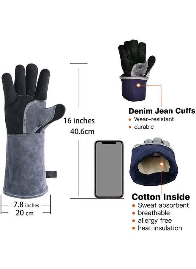 Garlo 16 Inches,932℉,Leather Forge Welding Gloves, with Kevlar Stitching Heat/Fire Resistant,Mitts for BBQ,Oven,Grill,Fireplace,Tig,Mig,Baking,Furnace,Stove,Pot Holder,Animal Handling Glove.  - Image 5