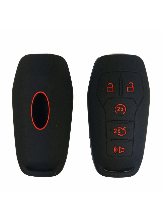 Coolbestda Silicone Key Fob Cover Case Skin Jacket for Ford F-150 Lincoln Fusion MKZ Mustang MKC 5 Buttons Smart Key Black  - Image 4