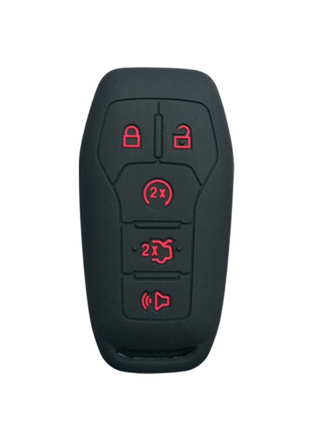 Coolbestda Silicone Key Fob Cover Case Skin Jacket for Ford F-150 Lincoln Fusion MKZ Mustang MKC 5 Buttons Smart Key Black  - Image 1