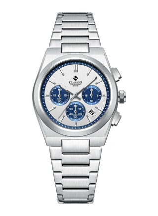 Eclipse Couple Edition – Silver Radiance with Blue Detailing – 6-Hands Chronograph Watch with Steel Strap – Waterproof Design – Watch Gift Set 40mm & 32mm - view 3