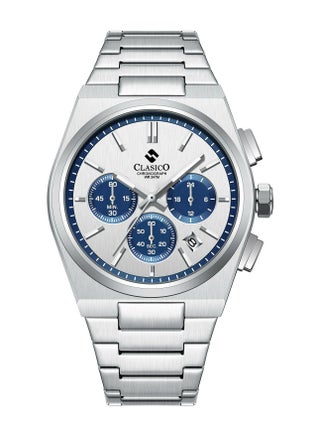 Eclipse Couple Edition – Silver Radiance with Blue Detailing – 6-Hands Chronograph Watch with Steel Strap – Waterproof Design – Watch Gift Set 40mm & 32mm - view 2