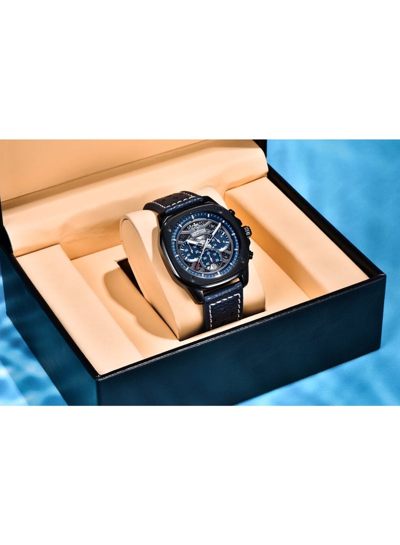 BENYAR Watches for Men Luxury Quartz Water Resistant Watch Men's Chronograph  Leather Strap 5222 - Image 4