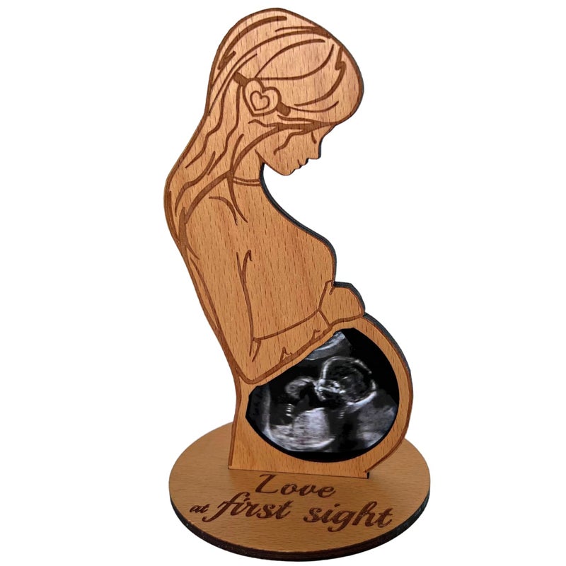 Vizaro Heart's Sign Baby Scan Picture Frames - Baby Scan Photo Frames Pregnancy Gifts for New Mum To Be | Unique Baby Scan Frame Gifts (Natural Wood) - Image 1
