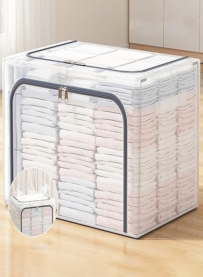 DEVANI IMPEX Large Capacity Foldable Transparent Storage Box with Zipper – Breathable, Dustproof Clothes Organizer for Closet, Bedding, Towels, and Seasonal Storage - Image 1