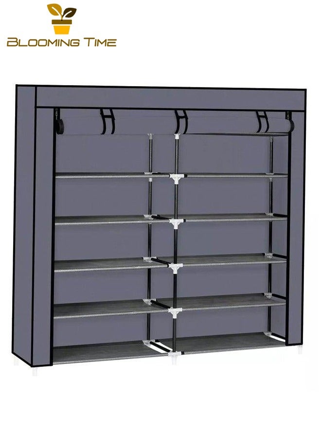 بلومنغ تايم رف أحذية مزدوج الصف ، تخزين ذو سعة كبيرة، أنبوب مجلفن جريء ، شريط فيلكرو للباب المتداول ، مزيج متعدد الطبقات ، سميك غير مضاد للقماش ، واجهة بولي بروبلين سميكة ، مضاد للصدأ ، حامل قوي ، يمكن استخدامه في المهاجع والمداخل وغرف المعيشة والرمادي - Image 5