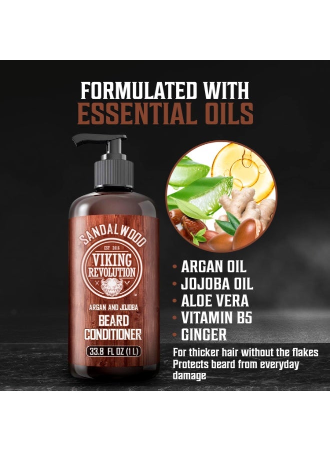 Viking Revolution Sandalwood Beard Conditioner for Men with Argan Oil and Jojoba Oil - Beard Softener and Strengthener Natural Beard Conditioner - Beard Care Moisturizer with Aloe Vera (33.8 Fl oz) - Image 2