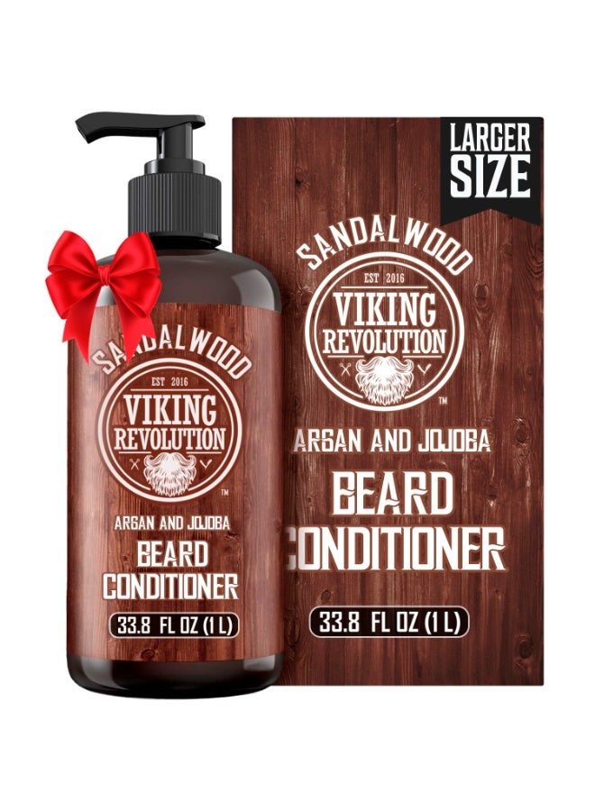 Viking Revolution Sandalwood Beard Conditioner for Men with Argan Oil and Jojoba Oil - Beard Softener and Strengthener Natural Beard Conditioner - Beard Care Moisturizer with Aloe Vera (33.8 Fl oz) - Image 1