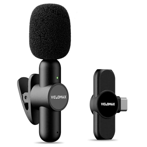 VELOMAX Wireless Microphone with Noise Reduction, Wireless Microphone 30-Meter Transmission Range,Ideal mic for YouTube Video Recording (Single Mic) - Image 1