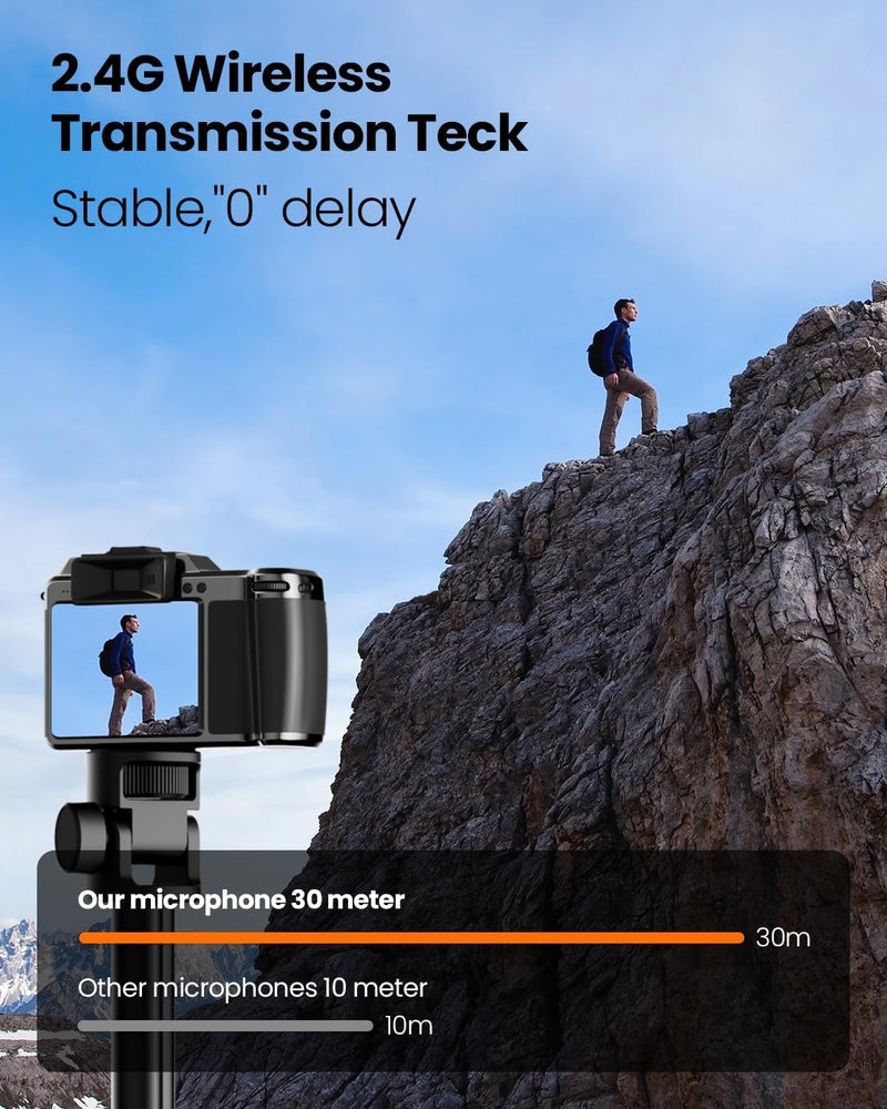 VELOMAX Wireless Microphone with Noise Reduction, Wireless Microphone 30-Meter Transmission Range,Ideal mic for YouTube Video Recording (Single Mic) - Image 5