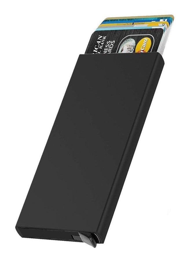 Everusely Black RFID Blocking Aluminium Pop-Up Card Holder for Men and Women Slim, Compact, and Secure Debit/Credit/ATM Wallet - Image 1