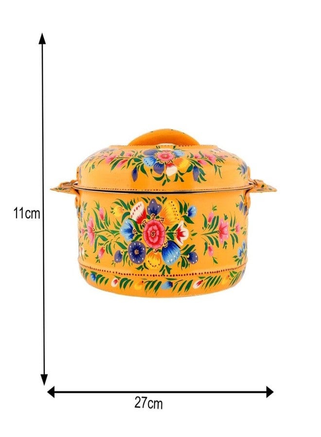 Hand-Painted Floral Casserole Dish with Lid, Orange, Traditional Folk Art Design, Decorative Serving Bowl,insulated food casserole(Hot pot) - Image 4