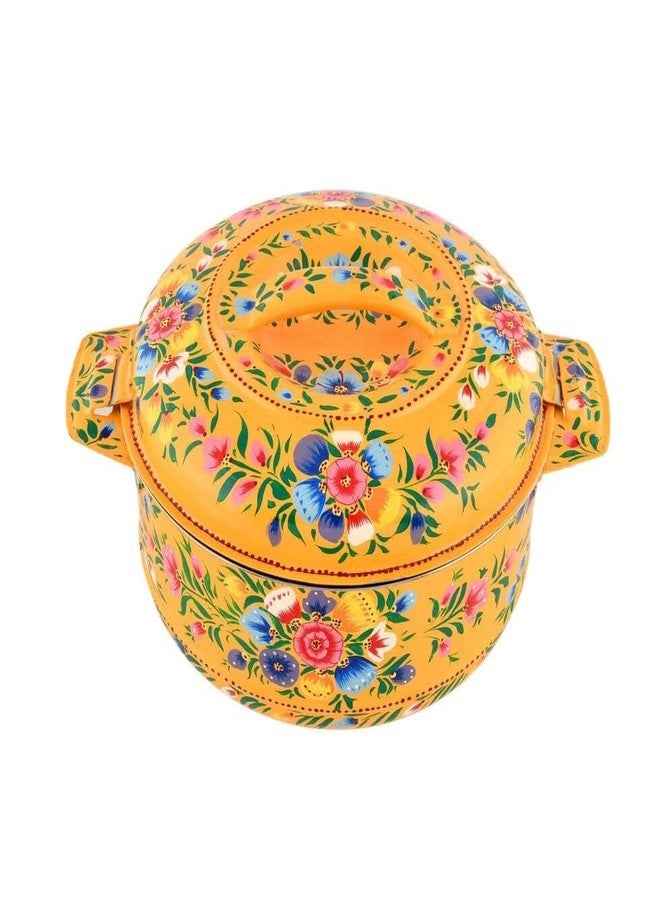 Hand-Painted Floral Casserole Dish with Lid, Orange, Traditional Folk Art Design, Decorative Serving Bowl,insulated food casserole(Hot pot) - Image 1