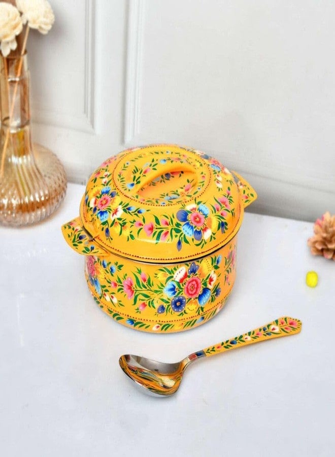 Hand-Painted Floral Casserole Dish with Lid, Orange, Traditional Folk Art Design, Decorative Serving Bowl,insulated food casserole(Hot pot) - Image 2