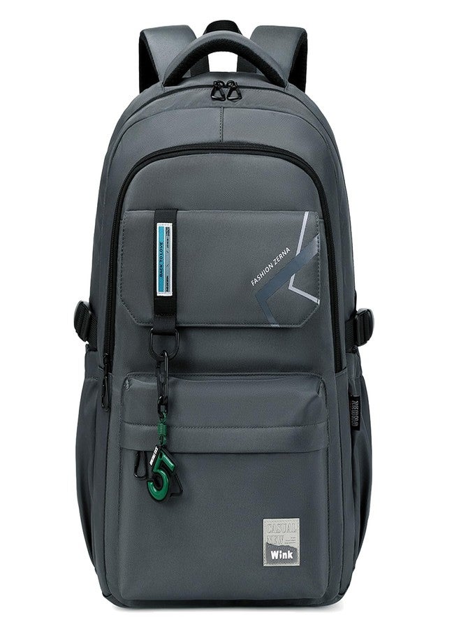 ZHIERNA School Backpack for Boys Middle School Elementary Bookbags for Teens Boys, Waterproof Lightweight Casual Daypack, Dark Gray, 12.6" x 7.48" x 18.5" - Image 1