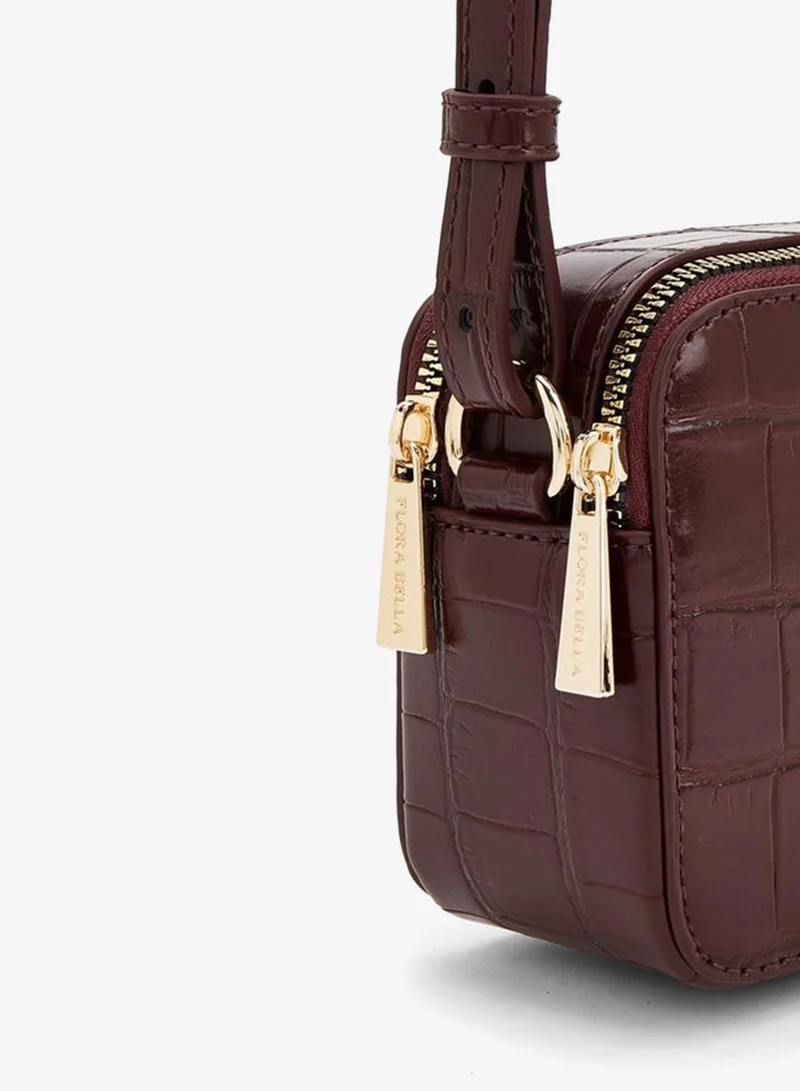 Flora Bella By Shoexpress BURGUNDY Textured Crossbody Bag With Adjustable Strap for Women | Best Price UAE