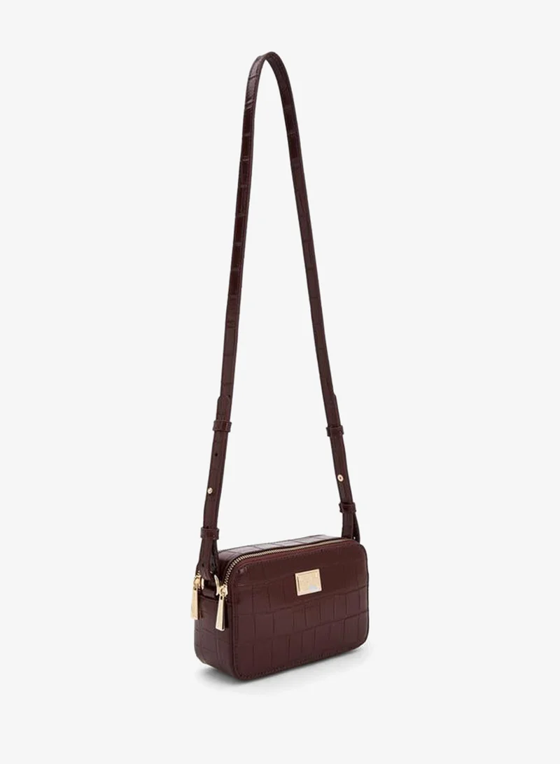 Flora Bella By Shoexpress BURGUNDY Textured Crossbody Bag With Adjustable Strap for Women | Best Price UAE