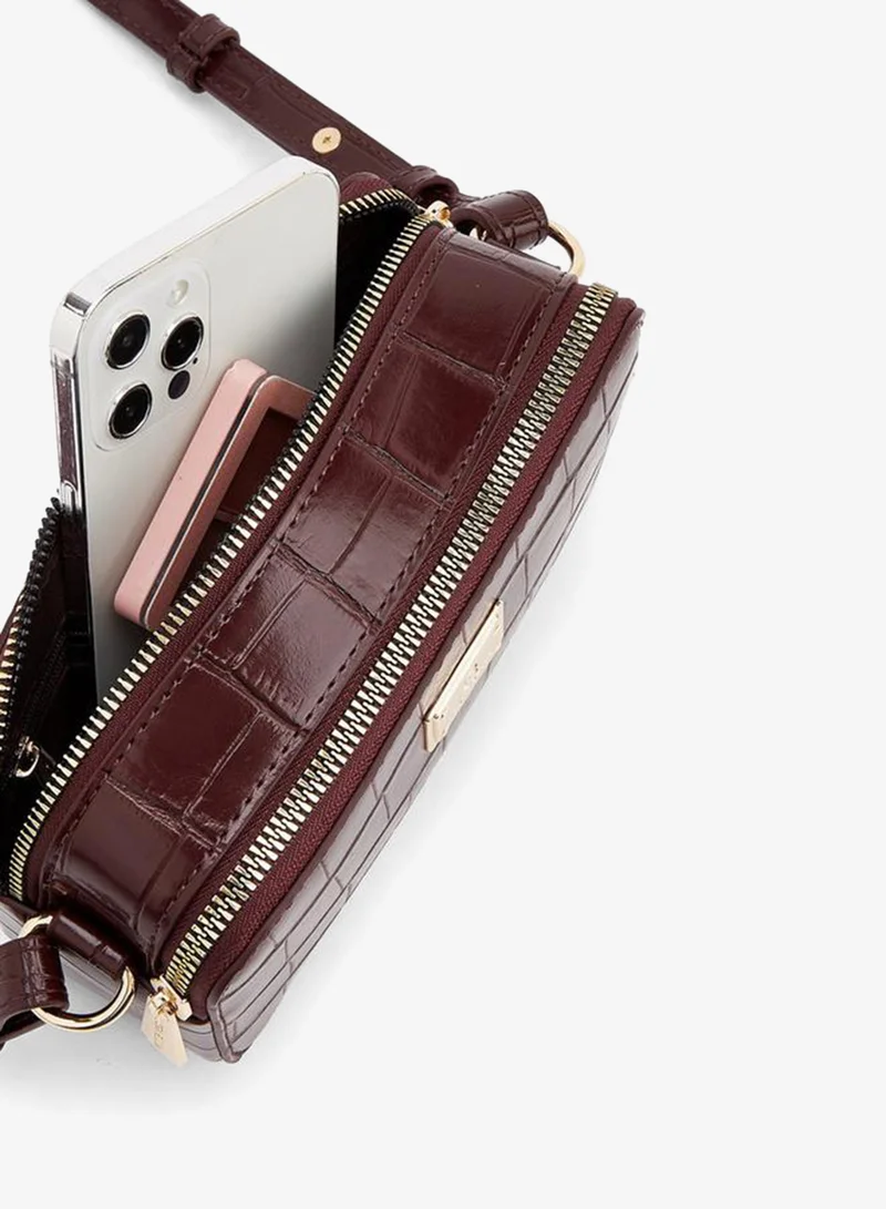 Flora Bella By Shoexpress BURGUNDY Textured Crossbody Bag With Adjustable Strap for Women | Best Price UAE