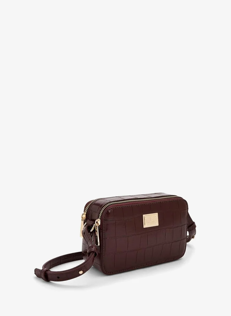 Flora Bella By Shoexpress BURGUNDY Textured Crossbody Bag With Adjustable Strap for Women | Best Price UAE