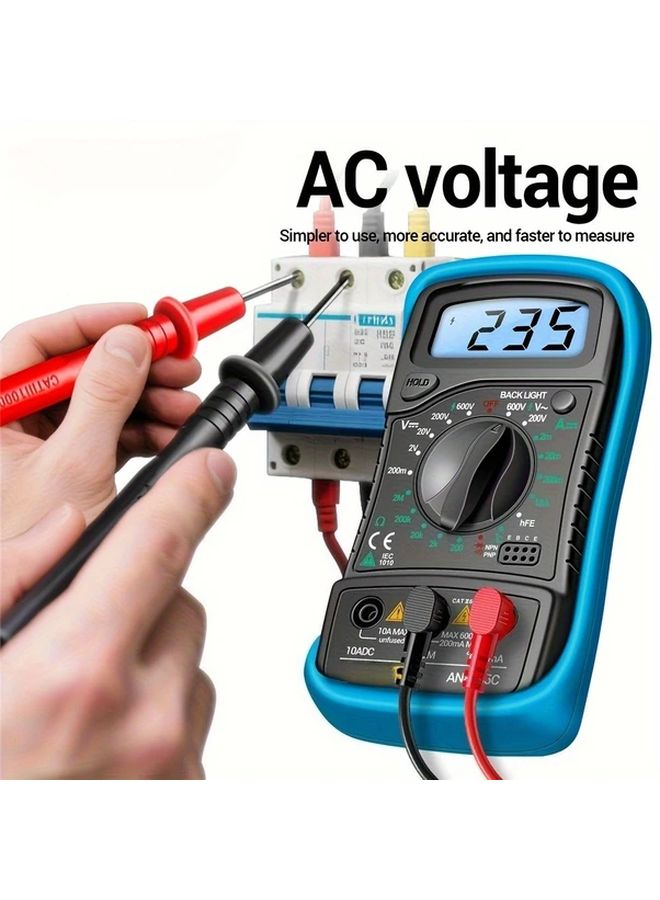 Yellow Auto Ranging Digital Multimeter with Backlight AC DC Voltage Current Resistance Temperature Tester - Image 5