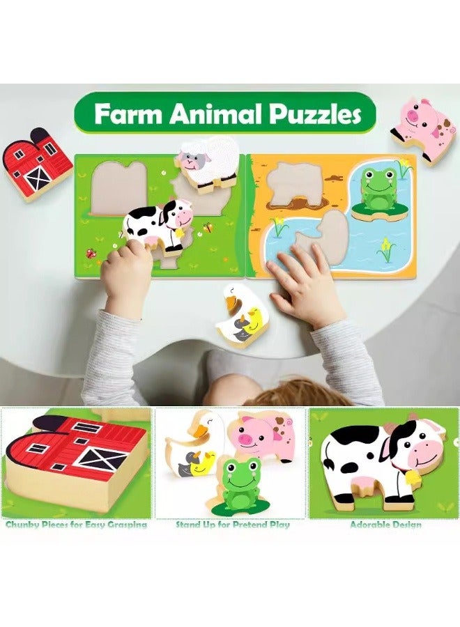 Wooden Assembled Barn House Scene, Pairing Building Blocks, Cognitive Puzzle Blocks, Puzzle Board, for Children Aged 0-3-6 Years  - Image 2