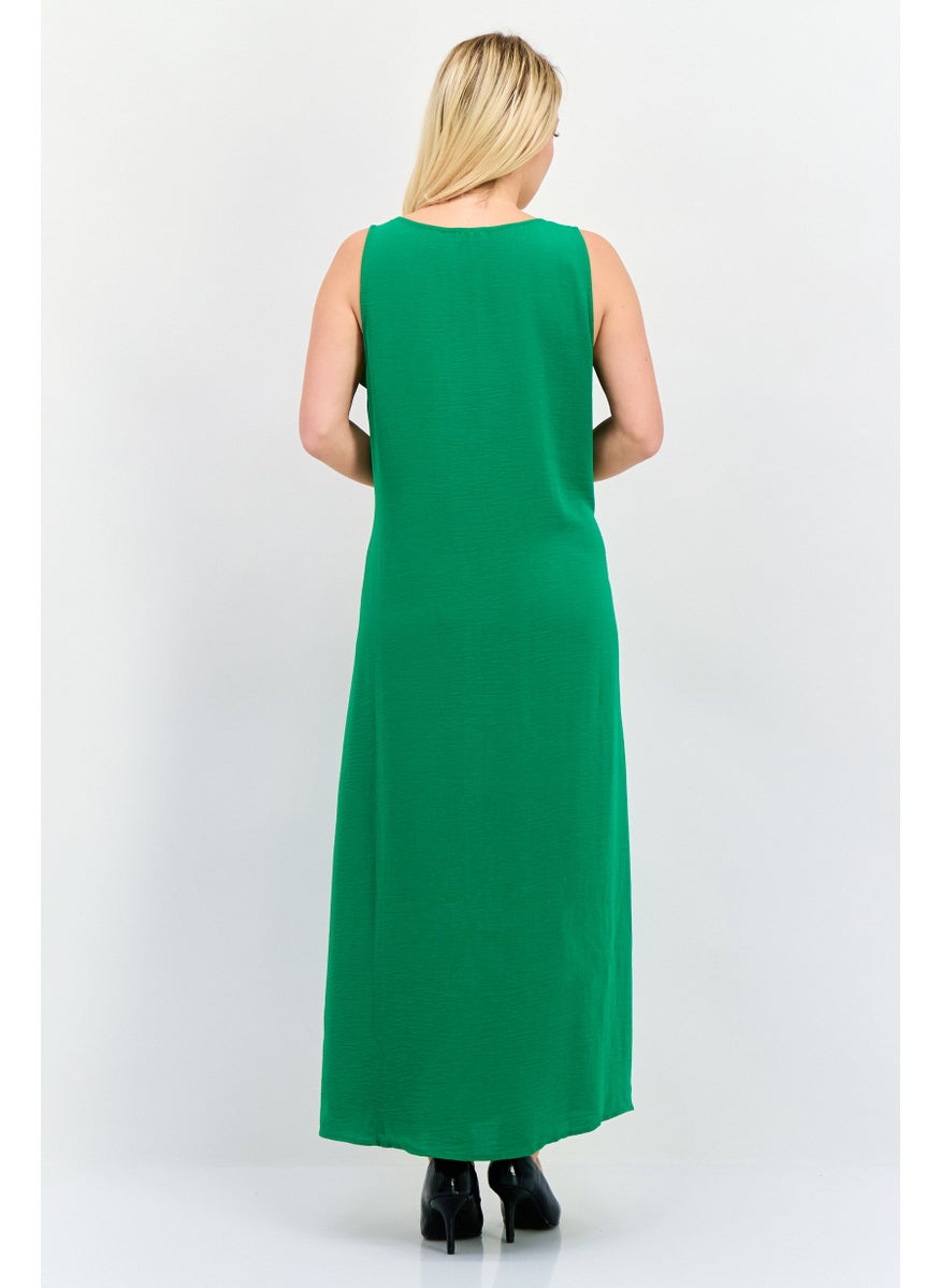 Women Tie Sleeve Plain Maxi Dress, Green - pzsku/Z44CCF785A9AFC9E66BFDZ/45/_/1739801594/c7dfaac3-847a-4372-a4d8-121d60ed6b4e