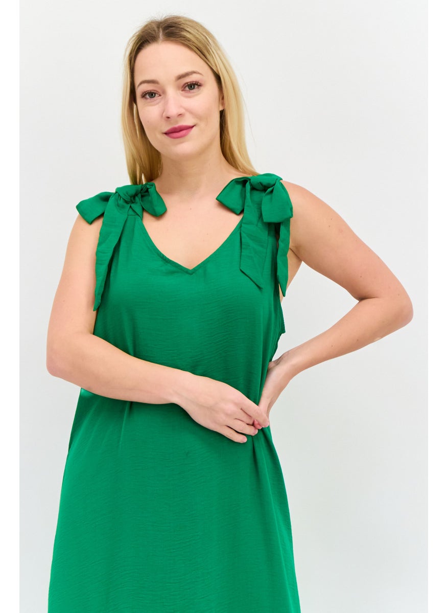 Women Tie Sleeve Plain Maxi Dress, Green - pzsku/Z44CCF785A9AFC9E66BFDZ/45/_/1739801604/8ca753f8-73cb-477c-85dd-b8a08e0dc5d7