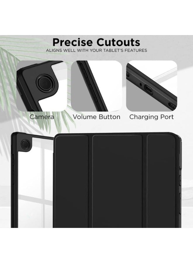 Case for Samsung Galaxy Tab A9, Hybrid Shell Cover for 8.7 inch Tablet [SM-X110/X115/X117] with Transparent Back - Black - Image 5