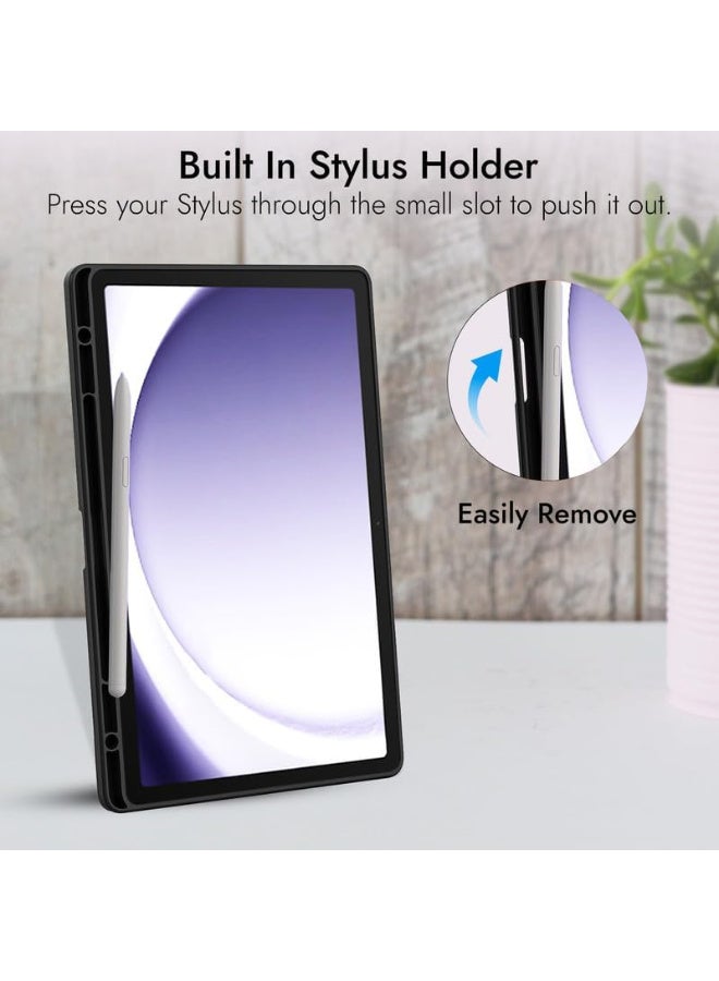 Case for Samsung Galaxy Tab A9, Hybrid Shell Cover for 8.7 inch Tablet [SM-X110/X115/X117] with Transparent Back - Black - Image 4