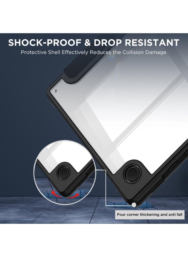 Case for Samsung Galaxy Tab A9, Hybrid Shell Cover for 8.7 inch Tablet [SM-X110/X115/X117] with Transparent Back - Black - Image 3