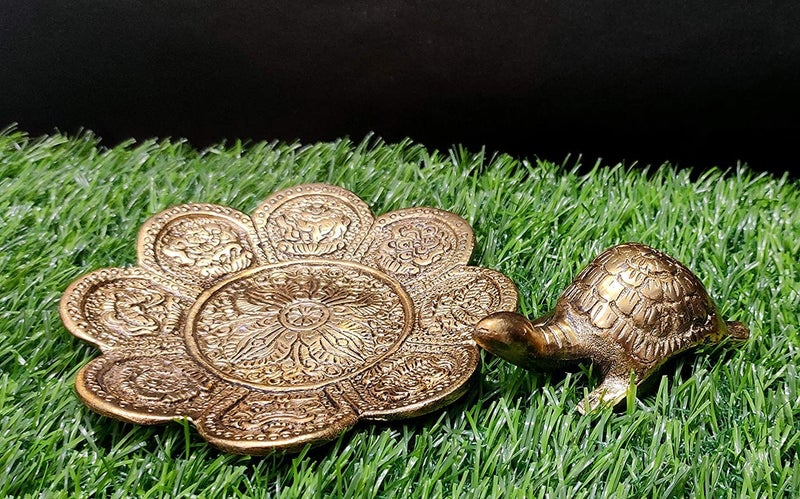 SOLINO Metal Feng Shui Tortoise On Plate ShowpieceBest Gift for Career and Good Luck VastuTurtle Figurine Lucky Charms Good Omens Good Health - Image 5