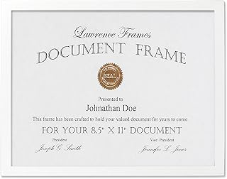 Lawrence Frames Lawrence Frames White Wood Certificate Picture Frame, Gallery Collection, 8-1/2 by 11-Inch  - Image 1