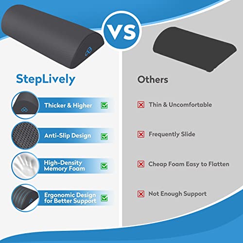 StepLively Foot Rest Ergonomic Pillow for Under Desk at Work, Anti-Fatigue Footrest Support Pillow for Fatigue & Pain Relief, Comfortable for Office Chair, Car Seat & Gaming Chair - Grey, Large - Image 3