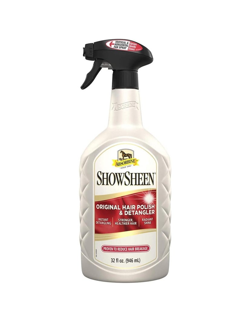 Absorbine, Showsheen Showering Shine Original Hair Polish & Detangler Spray, 32 fl oz, White