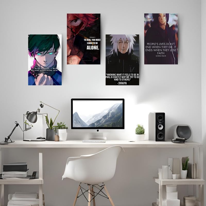 Posters Inc Paper Anime Motivational Poster A4 Pack Of 6 Perfect Wall Decoration In Offices, Bedrooms, Hostels, Study & Living Room, Featuring Quotes, 300 GSM, Aesthetic Designs, And Positive Vibes - Image 2